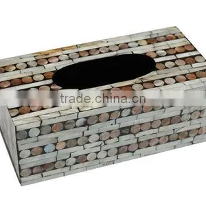 High Quality Brown White Mother of Pearl Rectangle Tissue Box thumbnail-1