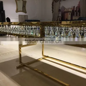 Glass Top Center Glass Wedding Table With Crystal Decoration thumbnail-4