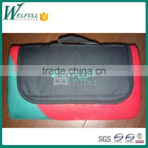 Fold Up Custom Design Picnic Blanket With Waterproof Backing/2 Colored Embroidery Picnic Mat thumbnail-1