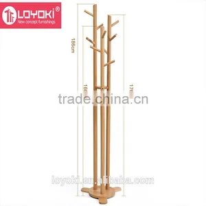 Solid Beech Wood Coat Rack Hall Tree Hat Purse Display Stand thumbnail-3