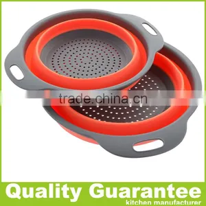Customized Color Silicone Colander Collapsible Plastic Silicone Strainer thumbnail-1