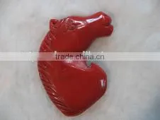 Wholesale 20-35mm Red Horse Head Carved Natural Coral Pendant thumbnail-1