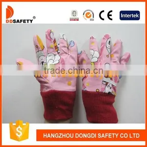 DDSAFETY Red Cotton Kid Gardening Working Safety Gloves thumbnail-1