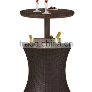 Patio Garden Adjustable Rattan Brown Pool Cooler Table thumbnail-2