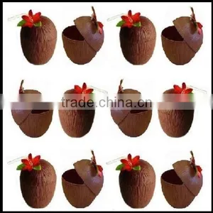 Hawaiian Luau Hula Tropical Plastic Party Coconut Cup Drink & Straw Wholesale thumbnail-1