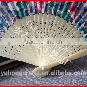 Promotional Cotton Cloth Hand Fan With Butterfly thumbnail-4