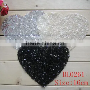 16CM Wholesale Heart Shape Sequin Applique for Girl Cloth thumbnail-1