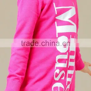 Print Letters Spring Rose Red Longth Sleeve Pullover for Girls thumbnail-6