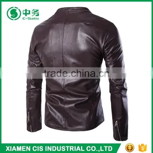 New Look Windproof Slim Fit Pure Color Turkey Mens PU Leather Jacket thumbnail-3