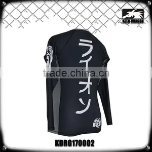 Black/white Sublimation Printed Lycra Compression Bjj Rash Guards With Long Sleeves thumbnail-5