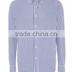 Men Stripe Long Sleeve Cotton Shirt Slim Fit Shirt thumbnail-2