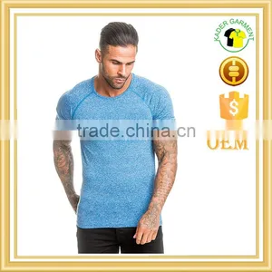 Heather Blue Spandex Dry Fit Men Training Fitted t Shirt thumbnail-1