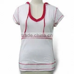Women's Hooded T-shirt, Made of 100% Cotton, Weighs 187g thumbnail-1
