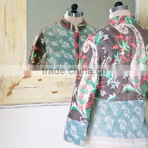 Vintage Kantha Jacket in Dirty Green & Brown ~ Small thumbnail-4