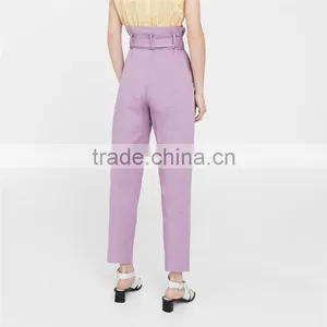 Hot Design Lavender Empire Waist Summer Trousers With Belt Loop thumbnail-2