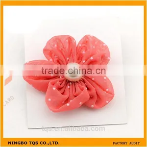 Wholesale Colorful Flower With Beads 5cm Girls Hair Weeding Stain Ribbon Bows thumbnail-4