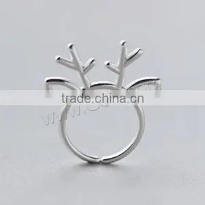 2017 Christmas Finger Ring 925 Sterling Silver Reindeer Open Rings for Christmas Holiday thumbnail-1