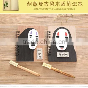 Spirited Away No Face Man Cartoon Wooden Japanese Anime Notebook Design A thumbnail-5