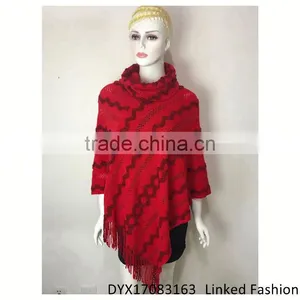 Factory Lady Winter Warm Pancho Meaning in English With Fringe thumbnail-1