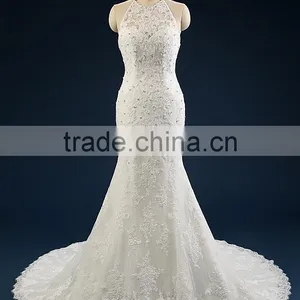 2017 A-line High Neck Sleeveless Floor-length Lace Wedding Gowns AS41101 thumbnail-2