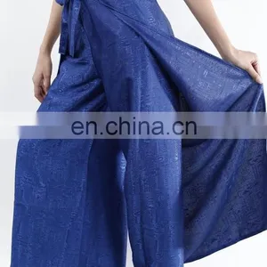 Womens Black Thai Silk Wrap Pants/Fisherman Sarong Harem Yoga Trousers Wide Leg thumbnail-2