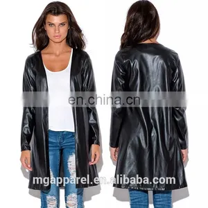 Autumn Black Perforated Faux Leather Jacket Model Online Wholesale thumbnail-1