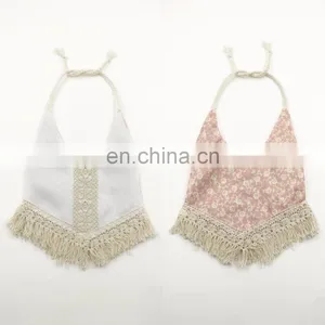 Lace Fringe White Pink Flower Bibs Cotton Soft Reversible Drool Bibs Burp Cloth For Baby Shower Gift thumbnail-1