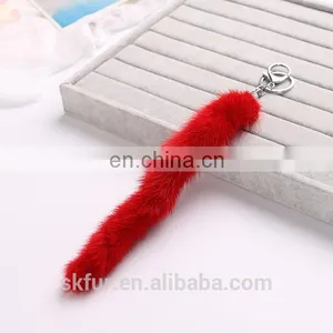 Multicolor and Smooth Real Mink Fur Fairy Tail Keychain thumbnail-6
