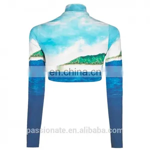 Factory Custom Sublimated Cropped Surf Rash Guard for Women thumbnail-3