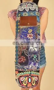 Banjara Style Yoga Bag Yoga Met Bag Ethnic Hand Embroidered ViNtAgE INDIAN Kantha YOGA Mat Bag LEATHER Crossbody Embroidered Yog thumbnail-3