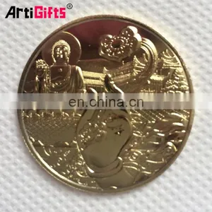 China Making Souvenir Commemorative Silver Gold Buddha Copper Blank Coin thumbnail-1
