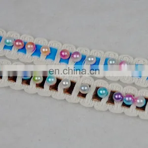 2018 New Arrival Beaded Rainbow Pearl Velvet Trim Designs for Dresses thumbnail-5