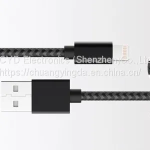 MFi Lightning Metal Nylon Braided Cable for Apple IPhone, IPad, With 8-pin Sync Data/Charging thumbnail-4