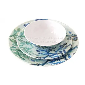 New Design Dinner Set Ocean Seahorse Starfish Decal Seafood Plates and Bowl Set Italian Dinnerware Sets thumbnail-1