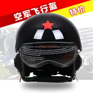 Upgraded Version of the Latest Model New Chinese Aviation Open Face Pilot Motorcycle Helmet Dual Visors thumbnail-3