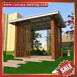 Modern Outdoor Hotel Villa Park Garden Wood Style Aluminum Alu Gazebo Pavilion Pagoda Gloriette Canopy Awning for Sale thumbnail-1
