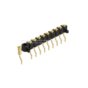 Dnenlink 2.54mm Pitch Single Row H2.5mm Concave Contact Right Angle Female Header SMT Type PogoPin Header With Peg thumbnail-3