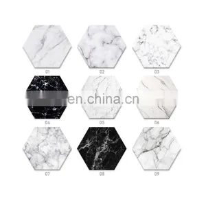 Custom Print Logo Hexagon Round Marble Coasters Ceramic Beer Sublimation Tissue Table Coasters With Gold for Drink thumbnail-1