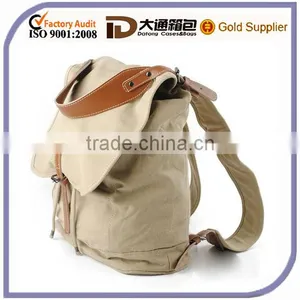 Stylish Leather Stripe Canvas School Bag thumbnail-1