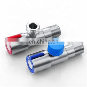 Stainless Steel 1/2 Brass Seat ms 3 Ways Ball Faucet Globe Stop Angle Valve for Hot Water Cold Water thumbnail-1