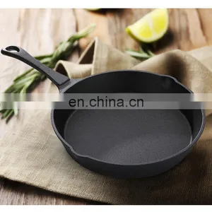 26cm Cast Iron Griddle Pan Cooker Steak Frying Pan With Oil Mouth thumbnail-3