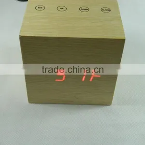 Nature Material High Quality Sensor Indoor Wooden Clock thumbnail-5