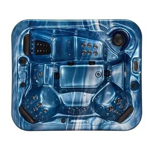 Factory Price LED Vortex Massage Hydrotherapy Center CE Certified Acrylic Massage Hot Tub Floor Massage Bath Tub Outdoor Spa Center 6 Person thumbnail-3