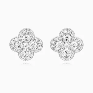 Shining Star Jewelry Men Iced Out Moissanite Flower Shape Cluster Earrings thumbnail-2