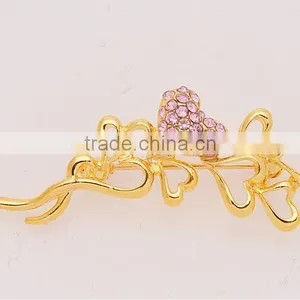 Elegant Crystal Diamond Peach Pin Brooch Gold-plated Fashion Scarf Buckle thumbnail-4