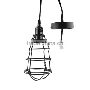 Art Deco Vintage Industrial Antique Metal Cage Pendant Light Factory Wire Steel Lampshade 220V E27 Lamp Holder thumbnail-4