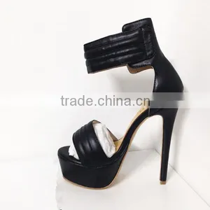 Catwalk Sky High New Sandal 16CM Height Black and Orange Leather Heels High Heel Women Sandals thumbnail-2
