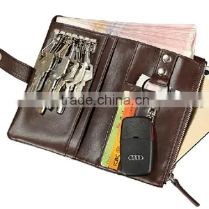 Multifunction High Quality Brown Leather Key Wallet With Card Holder thumbnail-3