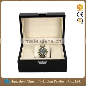 Custom Cheap Single Glossy Wood Luxury Black Lacquer Watch Box Quality Choice thumbnail-1