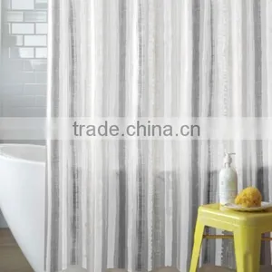 Shower Curtain Gray Stripe Printed, Hot Sale Classic Bathroom Waterproof Curtain thumbnail-1